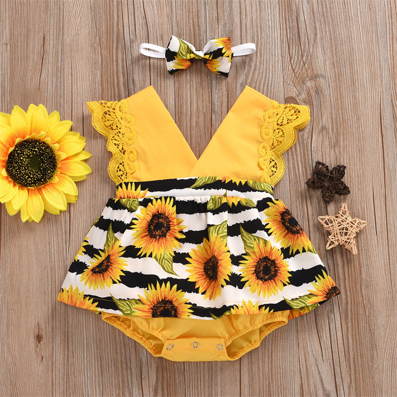 Summer Baby Girl Triangle Romper