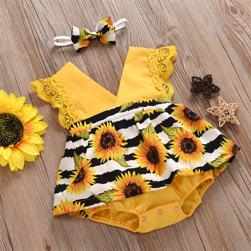 Summer Baby Girl Triangle Romper