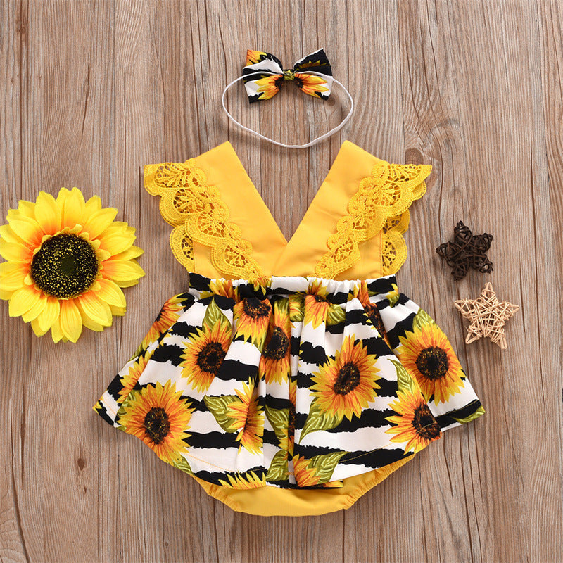 Summer Baby Girl Triangle Romper