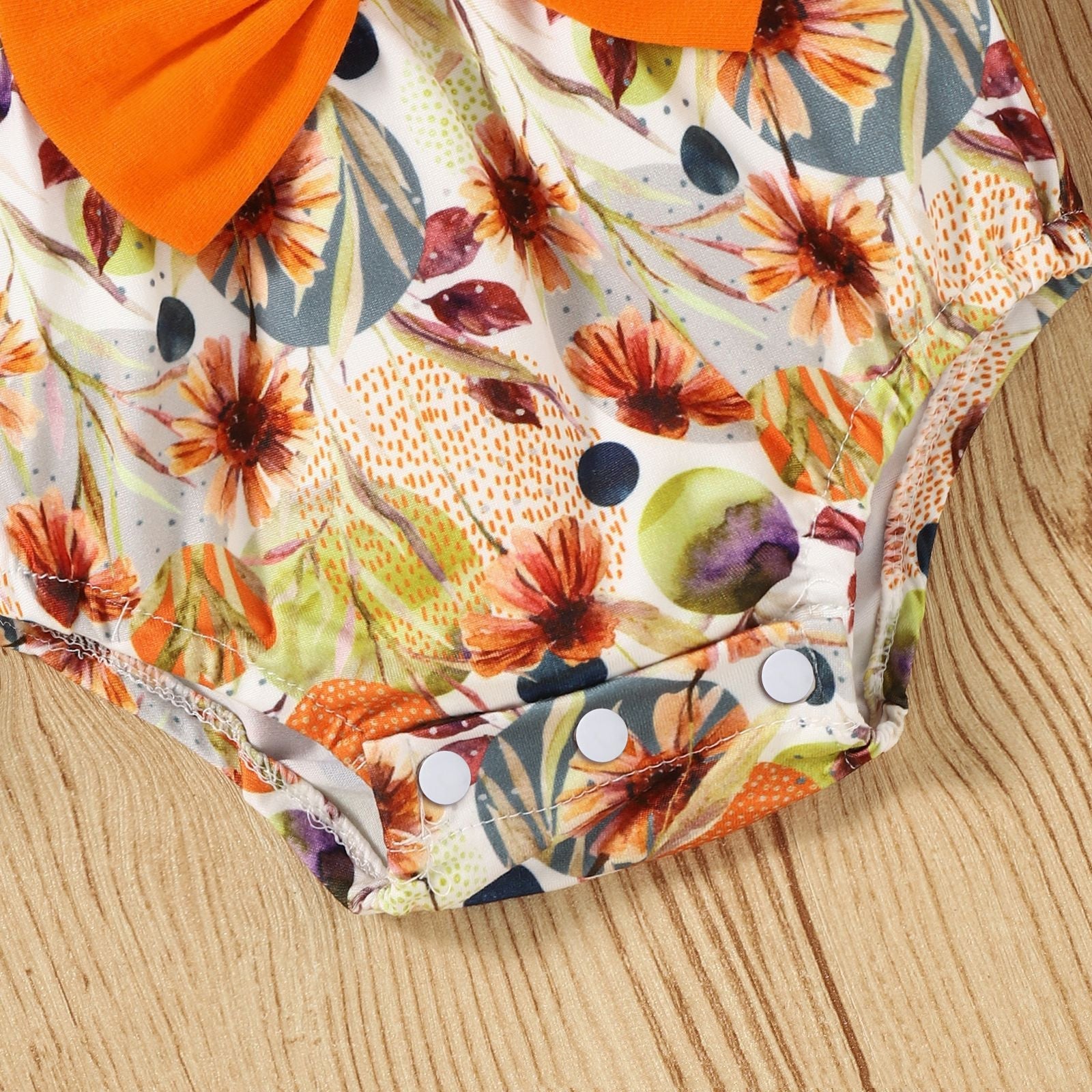 Flare Sleeve Floral Romper Band Set